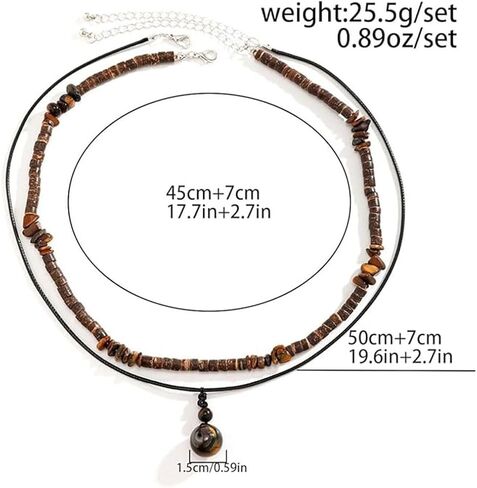 Puka Shell Necklace Men Beaded Beach Necklaces for Men Surfer Necklace Black Brown Wood Beaded Jewelry Coconut Shell Conch Cowrie Seashell Necklaces Hawaiian Summer Beach Jewelry in Kuwait