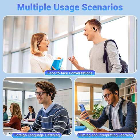 Real-Time Translator Earbuds - 150 Language Two-Way AI Translation Headset with Free Subscription App Support, ENC Noise Cancelling & 10H Playtime for Travel/Business/School in Saudi Arabia