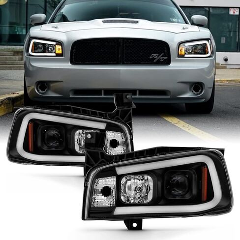 Akkon - في الفترة 2006-10 Dodge Charger LED LED أثناء النهار ، المصابيح الأمامية المصابيح الأمامية للسكن الأسود نموذج هالوجين in Saudi Arabia