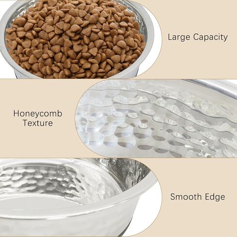 kathson 3pcs Premium Stainless Steel Dog Bowls, Hammered Thickened Metal Dog Bowl Feeding or Water Bowls for Small/Meidum/Large Sized Dogs&Cats Stackable Metal Cat Bowl Dishwasher Safe 8.7 Dia. in Kuwait