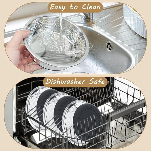 kathson 3pcs Premium Stainless Steel Dog Bowls, Hammered Thickened Metal Dog Bowl Feeding or Water Bowls for Small/Meidum/Large Sized Dogs&Cats Stackable Metal Cat Bowl Dishwasher Safe 8.7 Dia. in Kuwait