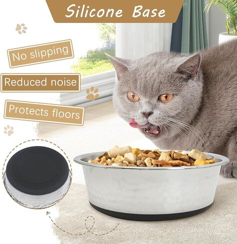 kathson 3pcs Premium Stainless Steel Dog Bowls, Hammered Thickened Metal Dog Bowl Feeding or Water Bowls for Small/Meidum/Large Sized Dogs&Cats Stackable Metal Cat Bowl Dishwasher Safe 8.7 Dia. in Kuwait