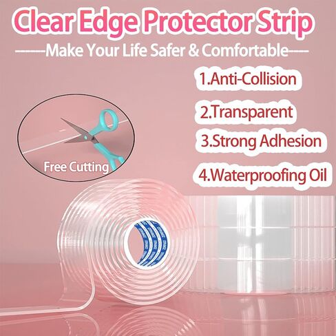 Clear Soft Corner Protectors for Furniture Strip,Sharp Edge & Table Bumper,0.8in x13FT,2 Roll,Window Edge,Wall Protector, Soft Corner Guards Safe for Proof,Table Corner Protectors in Family in Kuwait