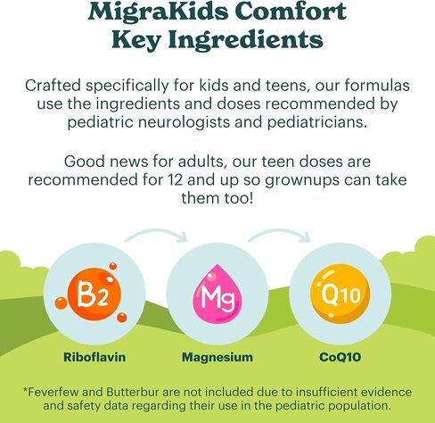 Migrakids Comfort | الريبوفلافين ، المغنيسيوم والإنزيم Q10 | دعم الصداع النصفي المدعوم من علوم الأطفال | الأطفال والمراهقين ، الذين تتراوح أعمارهم بين 6 سنوات | 120 كبسولات in Saudi Arabia
