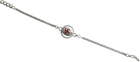 Crafty Creations presents Designer Metal Bracelet Rakhi for Brother on Raksha Bandhan gifting(silver color Swastik metal Bracelet) in Saudi Arabia