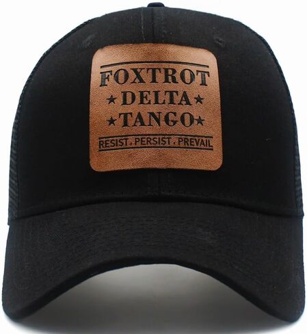 Foxtrot Delta Tango FDT Lether Patch Hat Resist Persist Prevail Adjustable Baseball Cap Golf Dad Hats for Mens Women in Kuwait