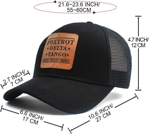 Foxtrot Delta Tango FDT Lether Patch Hat Resist Persist Prevail Adjustable Baseball Cap Golf Dad Hats for Mens Women in Kuwait
