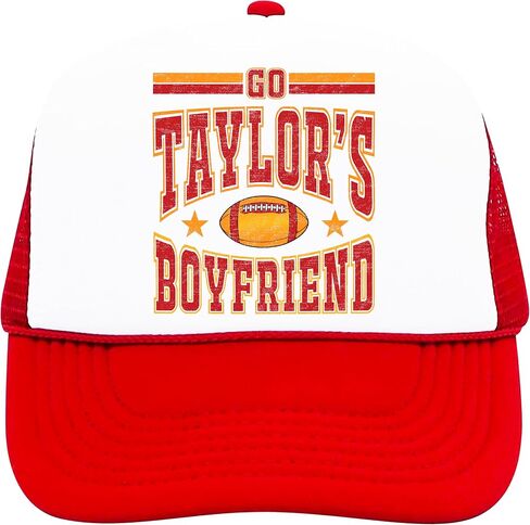Go Taylor's Boyfriend Hat Trucker Hat Red and Gold Football Fan Classic 5 Panel Mesh Snap Back in Kuwait