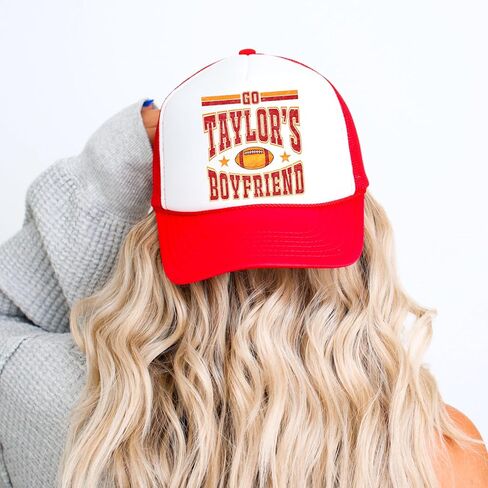 Go Taylor's Boyfriend Hat Trucker Hat Red and Gold Football Fan Classic 5 Panel Mesh Snap Back in Kuwait