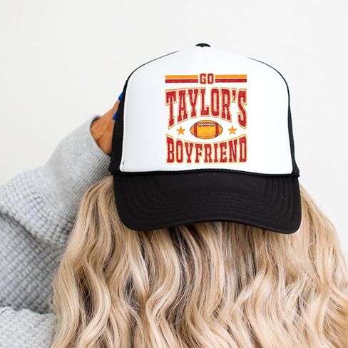 Go Taylor's Boyfriend Hat Trucker Hat Red and Gold Football Fan Classic 5 Panel Mesh Snap Back in Kuwait