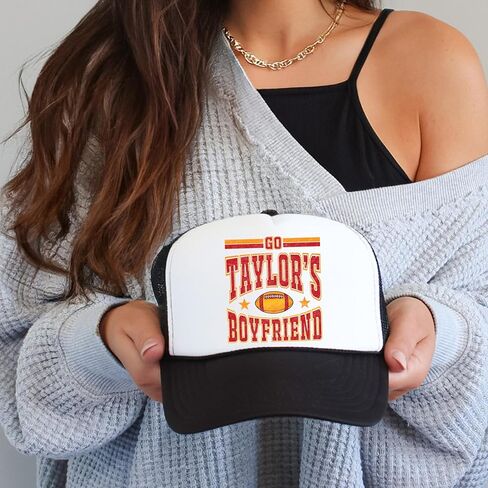 Go Taylor's Boyfriend Hat Trucker Hat Red and Gold Football Fan Classic 5 Panel Mesh Snap Back in Kuwait