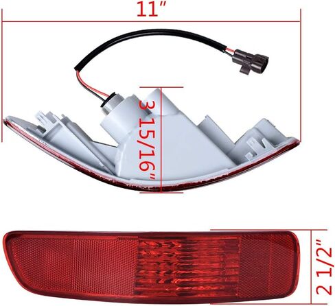 Astra Depot Left Rear Bumper Side Marker Reflector Tail Light Lamp with 21W Bulb Compatible with 2007-2012 Mitsubishi Outlander Peugeot 4007 Citroën C-Crosser in Saudi Arabia