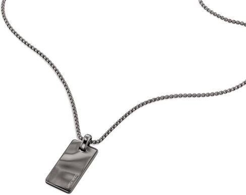 Calvin Klein Metallic Waves Dog Tag Necklace Collection for Men - Stainless Steel, Lobster Closure - Elegant Everyday Wear - Fashion Accessory, Gift for Him in Saudi Arabia