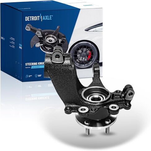Detroit Axle - 2.0L Front Right Steering Knuckle for 2012-2018 Ford Focus [Naturally Aspirated] Passenger Side Steering Knuckle with Wheel Bearing Hub Assembly 2013 2014 2015 2016 2017 Replacement in Saudi Arabia