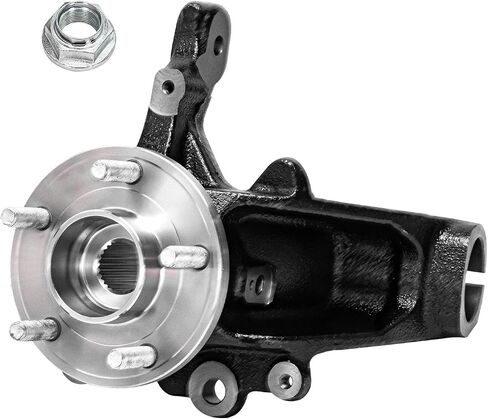 Detroit Axle - 2.0L Front Right Steering Knuckle for 2012-2018 Ford Focus [Naturally Aspirated] Passenger Side Steering Knuckle with Wheel Bearing Hub Assembly 2013 2014 2015 2016 2017 Replacement in Saudi Arabia