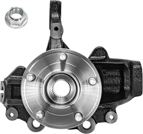 Detroit Axle - 2.0L Front Right Steering Knuckle for 2012-2018 Ford Focus [Naturally Aspirated] Passenger Side Steering Knuckle with Wheel Bearing Hub Assembly 2013 2014 2015 2016 2017 Replacement in Saudi Arabia