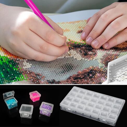 ZSFLZS Slots Diamond Painting Storage Containers, Diamond Art Portable Bead Storage Boxes for Diamond Painting Accessories and Tools, for Diamond Art Kits for Adults and Kids (1 x 56 Lattice Boxes) in Kuwait