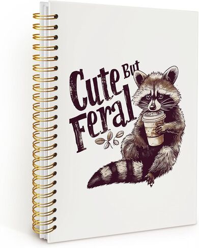 Racoon Notebook Journals, Cute But Feral Raccoon Coffee Spiral Hardcover Journal, Racoon Gifts for Women，5.5x8.3 in Kuwait