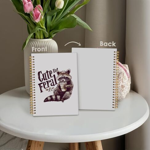 Racoon Notebook Journals, Cute But Feral Raccoon Coffee Spiral Hardcover Journal, Racoon Gifts for Women，5.5x8.3 in Kuwait