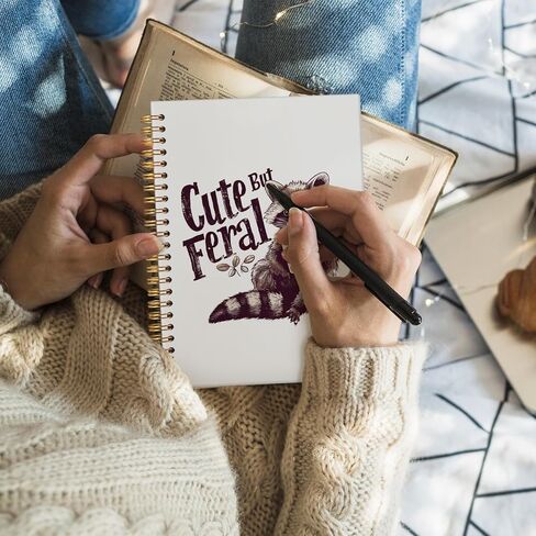 Racoon Notebook Journals, Cute But Feral Raccoon Coffee Spiral Hardcover Journal, Racoon Gifts for Women，5.5x8.3 in Kuwait