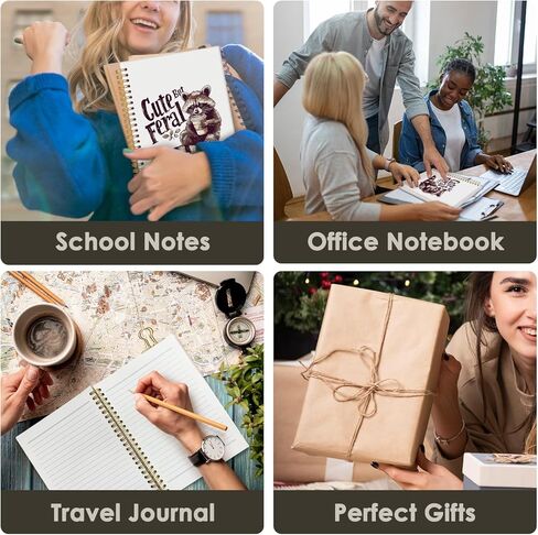 Racoon Notebook Journals, Cute But Feral Raccoon Coffee Spiral Hardcover Journal, Racoon Gifts for Women，5.5x8.3 in Kuwait