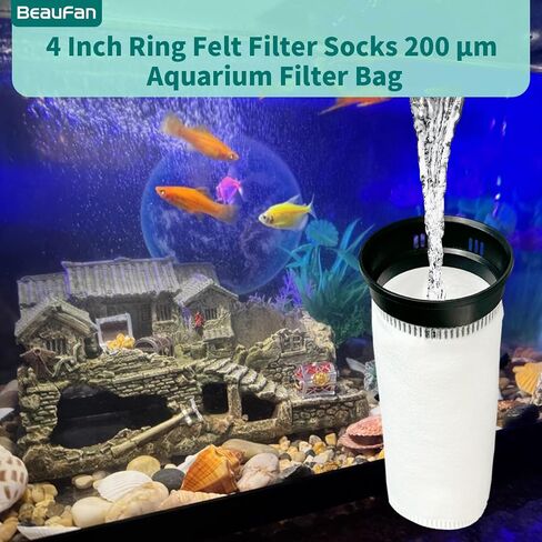 20 Pack 4 Inch Ring Felt Filter Socks 200 μm, Aquarium Felt Filter Bags, Aquarium Filter Sock 3D Felt Design Filter Sock, Aquarium Filter Bags for Saltwater, 4 Inch Ring by 10.4 Inch Long in Saudi Arabia