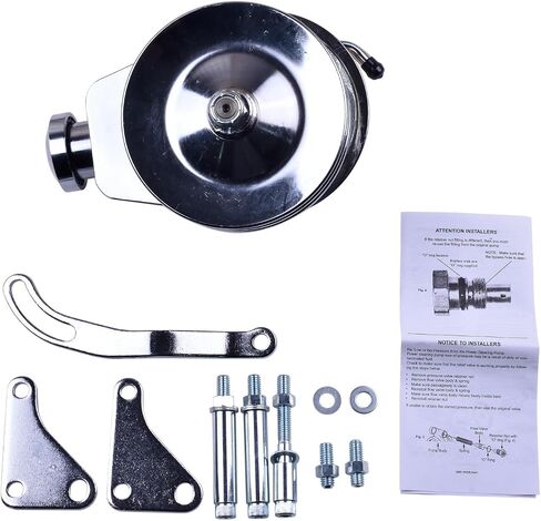 أفضل بونه مضخة التوجيه المتطورة في كروم ومجموعة قوس البكرة متوافقة مع GM Chevy SBC 265 283 305 327 350 383 400 مع وحدات Keyway 1966-1984 استبدال 3913C 4312C 9609X in Saudi Arabia