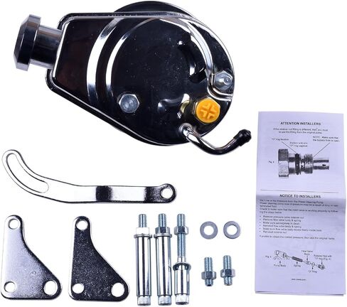 أفضل بونه مضخة التوجيه المتطورة في كروم ومجموعة قوس البكرة متوافقة مع GM Chevy SBC 265 283 305 327 350 383 400 مع وحدات Keyway 1966-1984 استبدال 3913C 4312C 9609X in Saudi Arabia