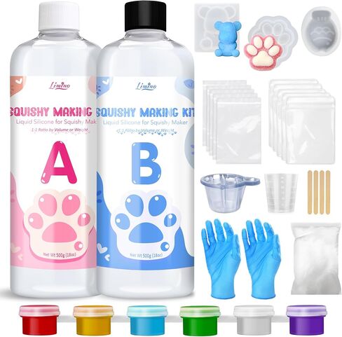 Liquid Silicone Squishy Making Kit - 7oz 1:1 AB Ratio Mixed Super Soft Silicone Rubber for Squishy Maker, Perfect DIY Stress Relief Gift Making Kit for Taba Squishy, Taba Bear, Flocking Cat's Paw in Saudi Arabia