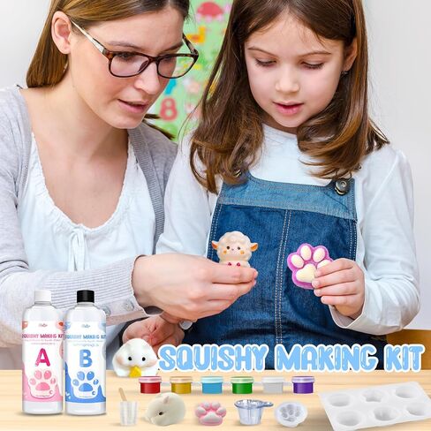 Liquid Silicone Squishy Making Kit - 7oz 1:1 AB Ratio Mixed Super Soft Silicone Rubber for Squishy Maker, Perfect DIY Stress Relief Gift Making Kit for Taba Squishy, Taba Bear, Flocking Cat's Paw in Saudi Arabia