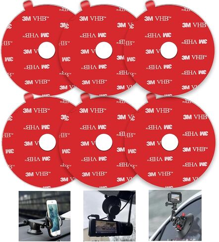 Double Sided Adhesive Pads,Made of 3 M VH B 5952,3 M Round Car Mount Adhesive Replacement.Sticky Dash Cam Mounting Tape.Heavy Duty Tape Sticker for Dashboard &Daily Use.Waterproof,Heat-Resistant.6PCS in Saudi Arabia