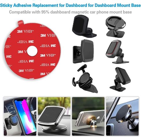 Double Sided Adhesive Pads,Made of 3 M VH B 5952,3 M Round Car Mount Adhesive Replacement.Sticky Dash Cam Mounting Tape.Heavy Duty Tape Sticker for Dashboard &Daily Use.Waterproof,Heat-Resistant.6PCS in Saudi Arabia