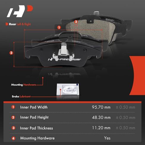 A-Premium Rear Ceramic Disc Brake Pads Set Compatible With Select Mercedes-Benz Models - G55 AMG, G63, G65, GL320, GL350, GL450, GL550, ML320, ML350, ML450, ML500, ML550, R320, R350, R500 in Saudi Arabia