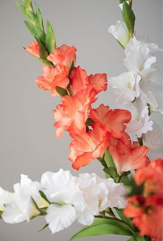 Long Stem Artificial Gladiolus Flower, Set of 2, Home/Wedding/Office Decor (Orange) in Saudi Arabia
