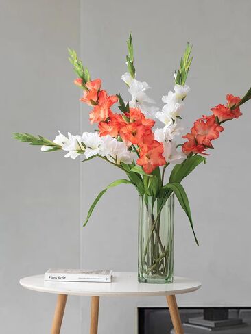 Long Stem Artificial Gladiolus Flower, Set of 2, Home/Wedding/Office Decor (Orange) in Saudi Arabia