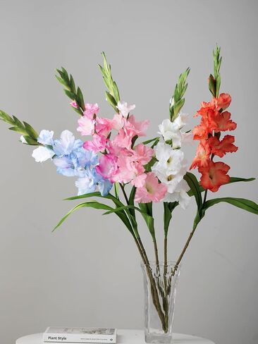 Long Stem Artificial Gladiolus Flower, Set of 2, Home/Wedding/Office Decor (Orange) in Saudi Arabia