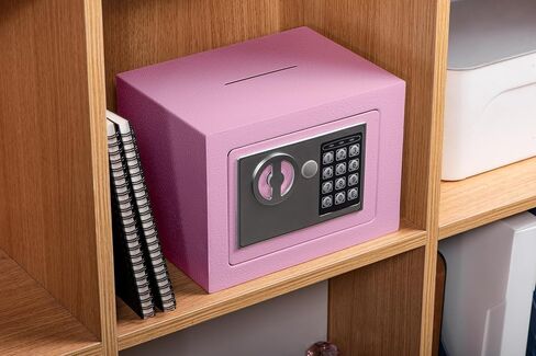 Safe Box Small Safe Box with Digital Keypad & Keys 9.05 x 6.7 x 6.7 inches Wall Safe 0.23 Cuft Mini Security Lock Safe Boxes for Coin Home Office Hotel Rooms Business Jewelry Gun (White) in Saudi Arabia