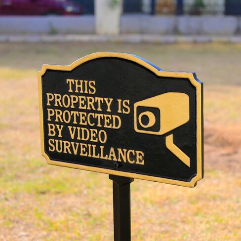 SmartSign 5.75 × 9.5 بوصة "هذه الخاصية محمية من خلال مراقبة الفيديو" لوحة بيانات GardenBoss مع حصة في العشب 18 بوصة ، 375 ملاب الألمنيوم الصدأ ، الأسود والذهبي ، مجموعة من 1 ، مصنوعة في الولايات المتحدة الأمريكية in Saudi Arabia