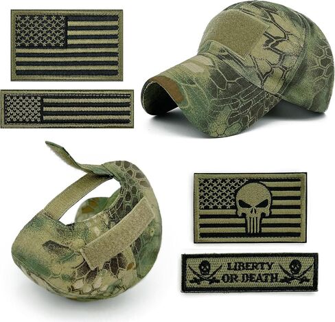 Tactical Military Mens Camo Baseball Hat with American Flag Skull Embroidery Patches for Hunting Women Patriotic Cap in Kuwait