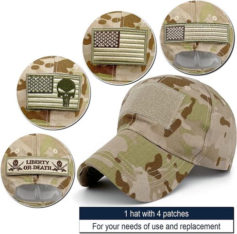 Tactical Military Mens Camo Baseball Hat with American Flag Skull Embroidery Patches for Hunting Women Patriotic Cap in Kuwait
