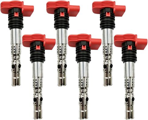 Red Top Ignition Coil Packs UF483 UF411 06C905115A 06A905115 Set of 6 Compatible With Audi A4 A4 Quattro A6 A6 Quattro Allroad Quattro 3.0 2.7T V6 in Saudi Arabia
