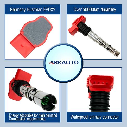 Red Top Ignition Coil Packs UF483 UF411 06C905115A 06A905115 Set of 6 Compatible With Audi A4 A4 Quattro A6 A6 Quattro Allroad Quattro 3.0 2.7T V6 in Saudi Arabia