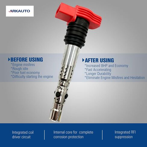 Red Top Ignition Coil Packs UF483 UF411 06C905115A 06A905115 Set of 6 Compatible With Audi A4 A4 Quattro A6 A6 Quattro Allroad Quattro 3.0 2.7T V6 in Saudi Arabia