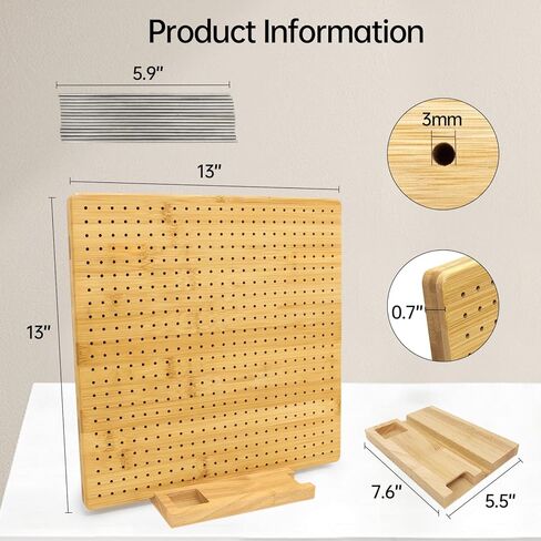 hismocal 16x16 Inch Magnetic Splicing Knitting & Crochet Blocking Board, 4-in-1 Square Bamboo Blocking Board with 15 Pins, Crochet Gifts for Mum, Granny, Upgrade Blocking Mats for Crochet 16'' in Saudi Arabia