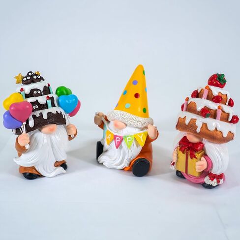 3pcs عيد ميلاد سعيد جنوم ، Gnome Gnome Decortics Party Gnomes Cake Toppers لمهرجان الذكرى وديكور المنزل القزم القزم المصنوع يدويًا الهدايا للنساء (الكعك) in Kuwait