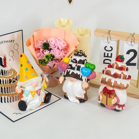 3pcs عيد ميلاد سعيد جنوم ، Gnome Gnome Decortics Party Gnomes Cake Toppers لمهرجان الذكرى وديكور المنزل القزم القزم المصنوع يدويًا الهدايا للنساء (الكعك) in Kuwait