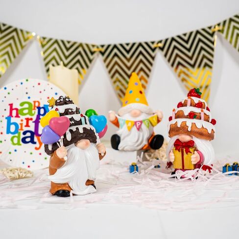 3pcs عيد ميلاد سعيد جنوم ، Gnome Gnome Decortics Party Gnomes Cake Toppers لمهرجان الذكرى وديكور المنزل القزم القزم المصنوع يدويًا الهدايا للنساء (الكعك) in Kuwait