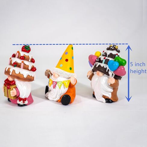 3pcs عيد ميلاد سعيد جنوم ، Gnome Gnome Decortics Party Gnomes Cake Toppers لمهرجان الذكرى وديكور المنزل القزم القزم المصنوع يدويًا الهدايا للنساء (الكعك) in Kuwait