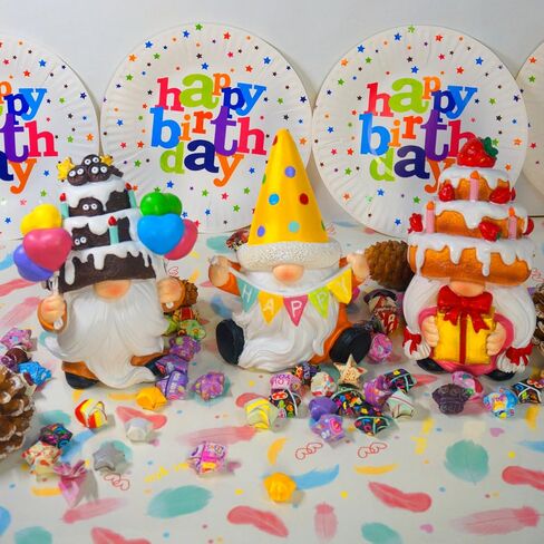 3pcs عيد ميلاد سعيد جنوم ، Gnome Gnome Decortics Party Gnomes Cake Toppers لمهرجان الذكرى وديكور المنزل القزم القزم المصنوع يدويًا الهدايا للنساء (الكعك) in Kuwait