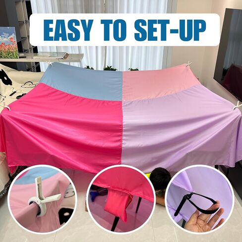 Fort Building Kit for Kids - Large Lightweight Blanket Fort Making kit and Clips - Portable Playhouse Play Tent Fort - Indoor/Outdoor Girls/Boys Toys Ages 4-5 6 7 8-12 in Saudi Arabia